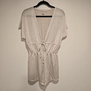 Victorias Secret Romper Medium Womens Beige Drawstring Shimmer Intimates Coverup